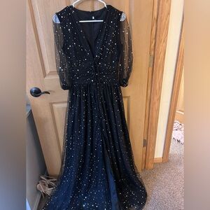 Celestial Black Mesh Star Gown - Size S